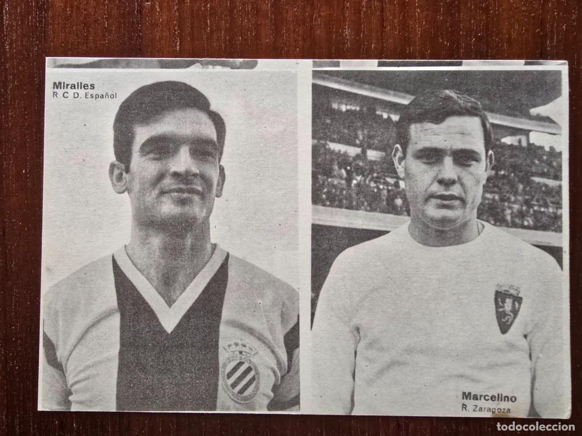 Cromos de f&uacute;tbol: Lamina Doble Cromos Futbol.Miralles.Espa&ntilde;ol.Marcelino.Zaragoza.Graficas Bergas