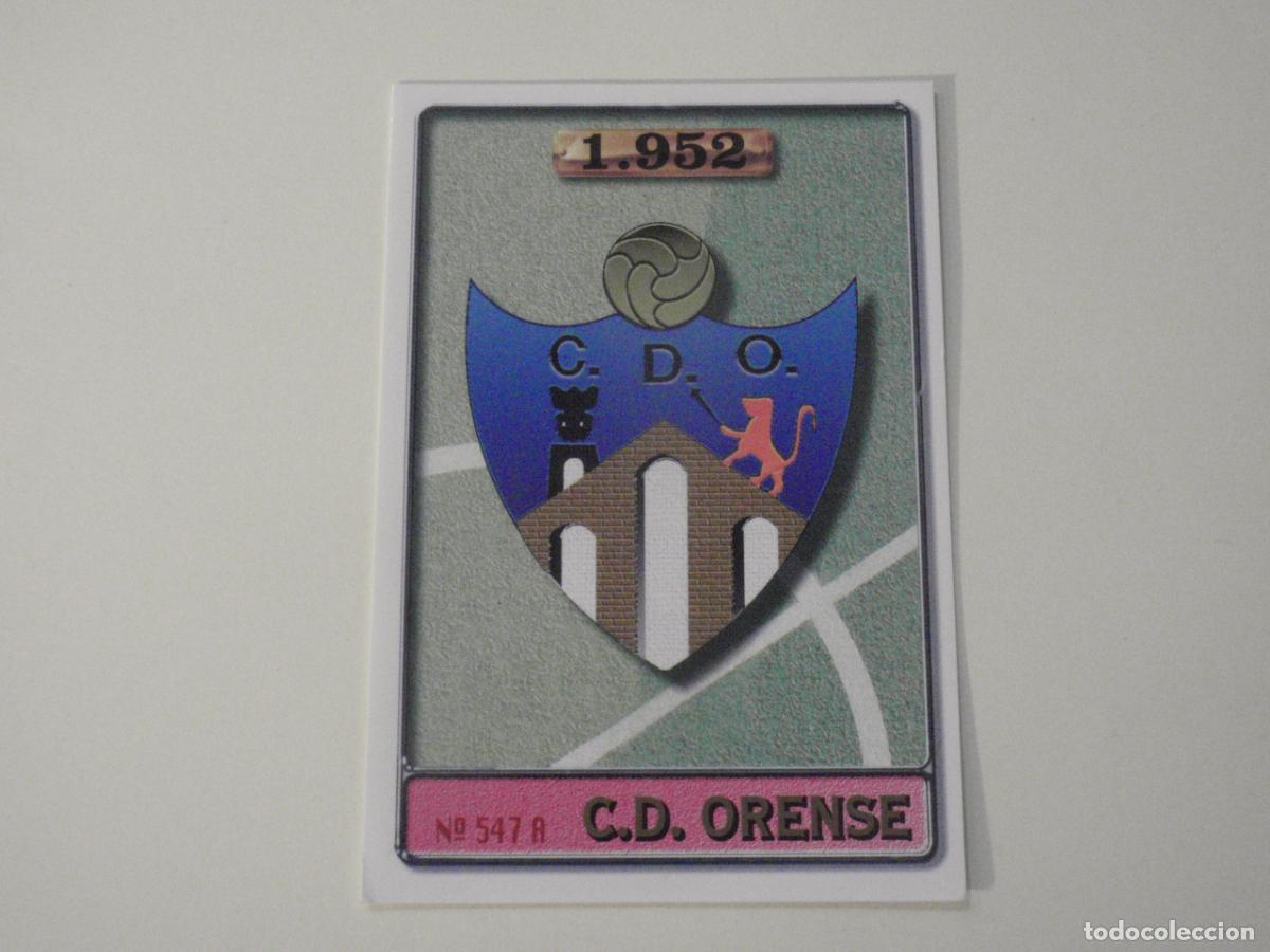 Cromos de f&uacute;tbol: 547A Escudo CD ORENSE - 547 B. MUG&Uuml;ERZA. LAS FICHAS DE LA LIGA 1996 1997 MUNDICROMO. 96 97