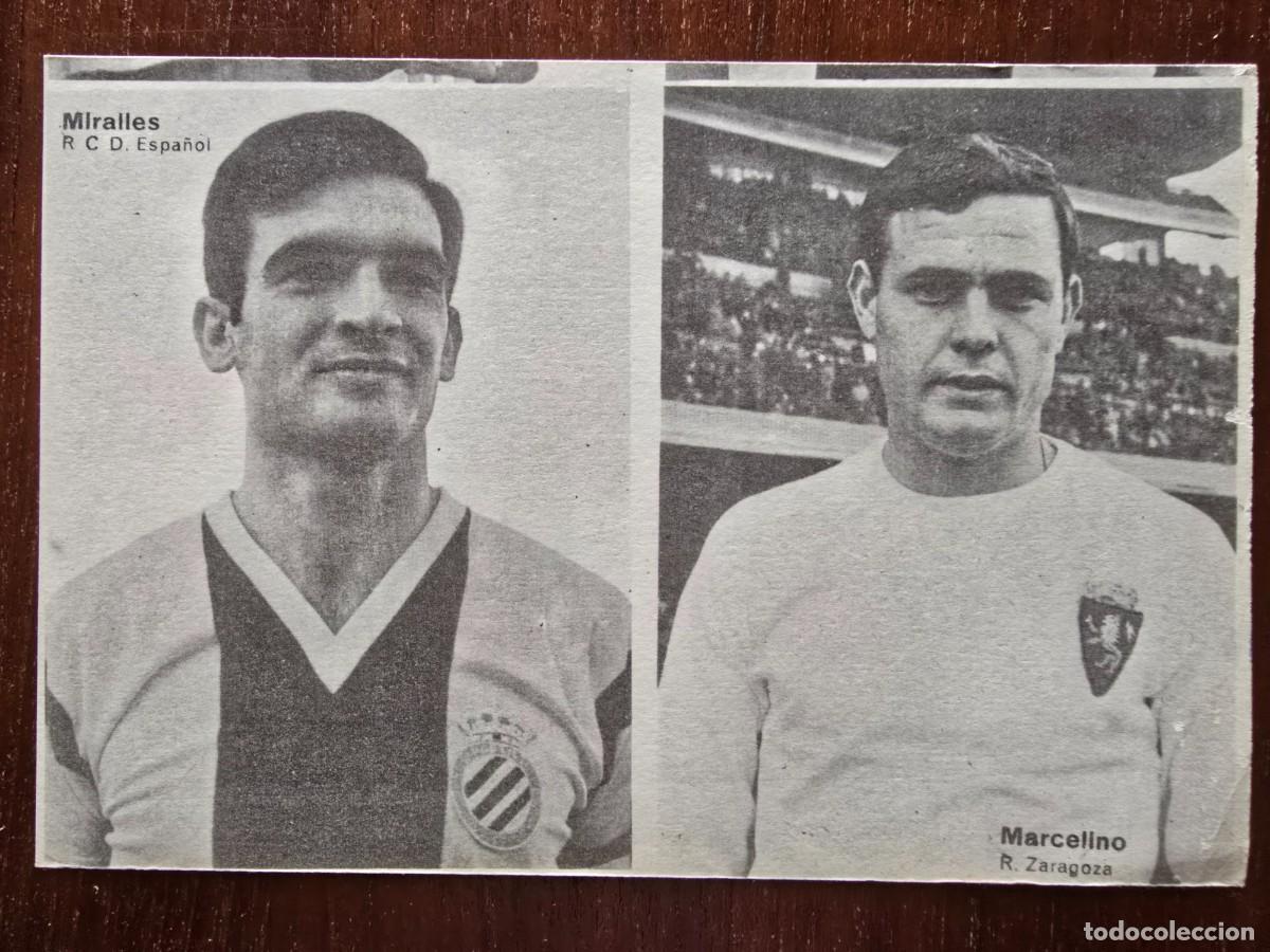 Cromos de f&uacute;tbol: Lamina Doble Cromos Futbol.Miralles.Espa&ntilde;ol.Marcelino.Zaragoza.Graficas Bergas