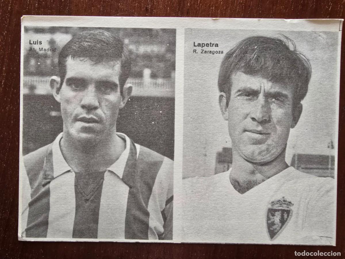 Cromos de f&uacute;tbol: Lamina Doble Cromos Futbol.Luis Aragones.At.Madrid.Lapetra.Zaragoza.Graficas Bergas