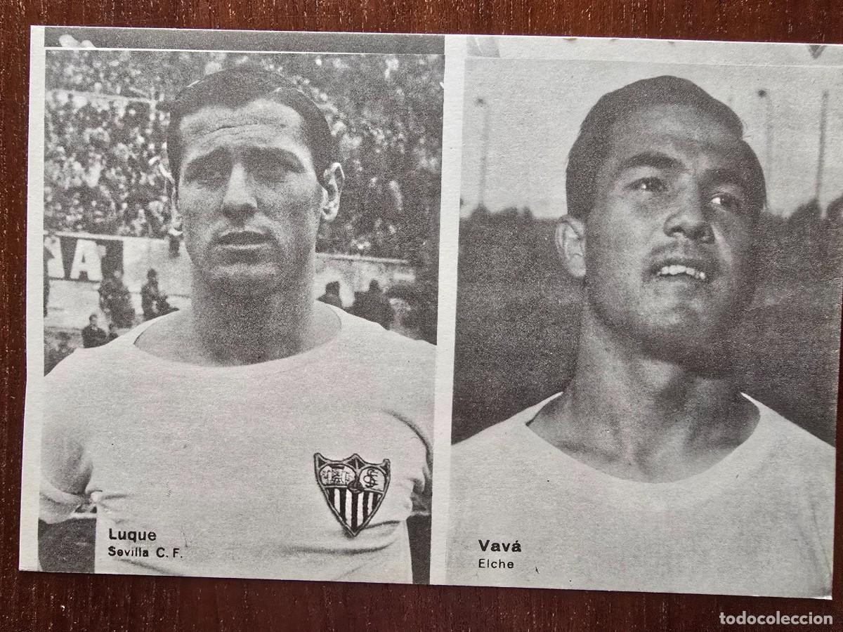 Cromos de f&uacute;tbol: Lamina Doble Cromos Futbol.Luque.Sevilla.Vava.Elche.Graficas Bergas