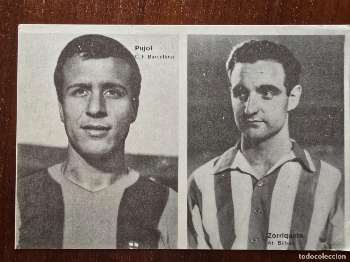 Cromos de f&uacute;tbol: Lamina Doble Cromos Futbol.Pujol.Barcelona.Zorriqueta.Bilbao.Graficas Bergas
