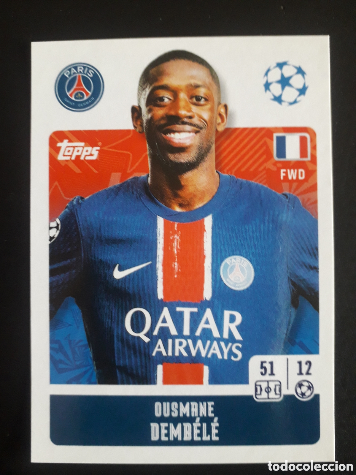 Cromos de f&uacute;tbol: DEMB&Eacute;L&Eacute; PAR&Iacute;S SAINT GERMAIN N&deg; 292 UEFA CHAMPIONS LEAGUE TOPPS 24 25 2024 2025 PEDIDO M&Iacute;NIMO 3&euro;