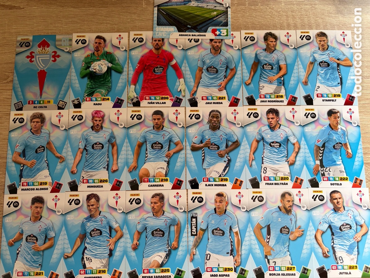 Cromos de f&uacute;tbol: CELTA DE VIGO LOTE COMPLETO B&Aacute;SICO ADRENALYN XL 2025 2026 25 26 PANINI