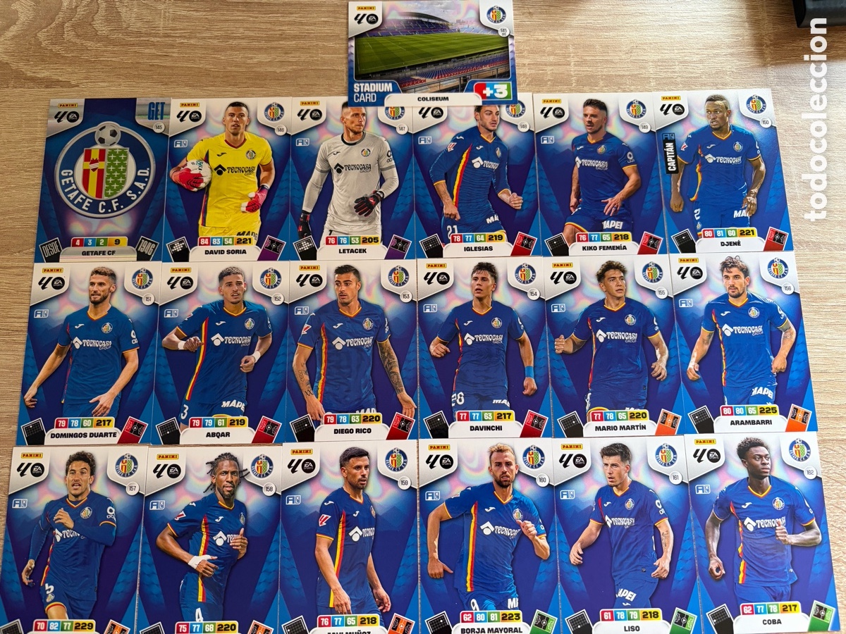 Cromos de f&uacute;tbol: GETAFE CF LOTE COMPLETO B&Aacute;SICO ADRENALYN XL 2025 2026 25 26 PANINI