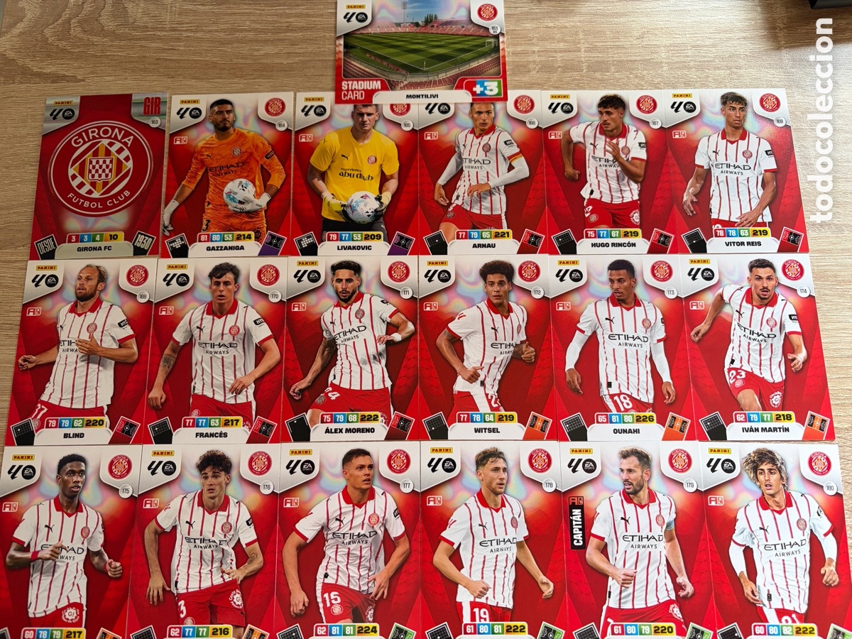 Cromos de f&uacute;tbol: GIRONA LOTE COMPLETO B&Aacute;SICO ADRENALYN XL 2025 2026 25 26 PANINI