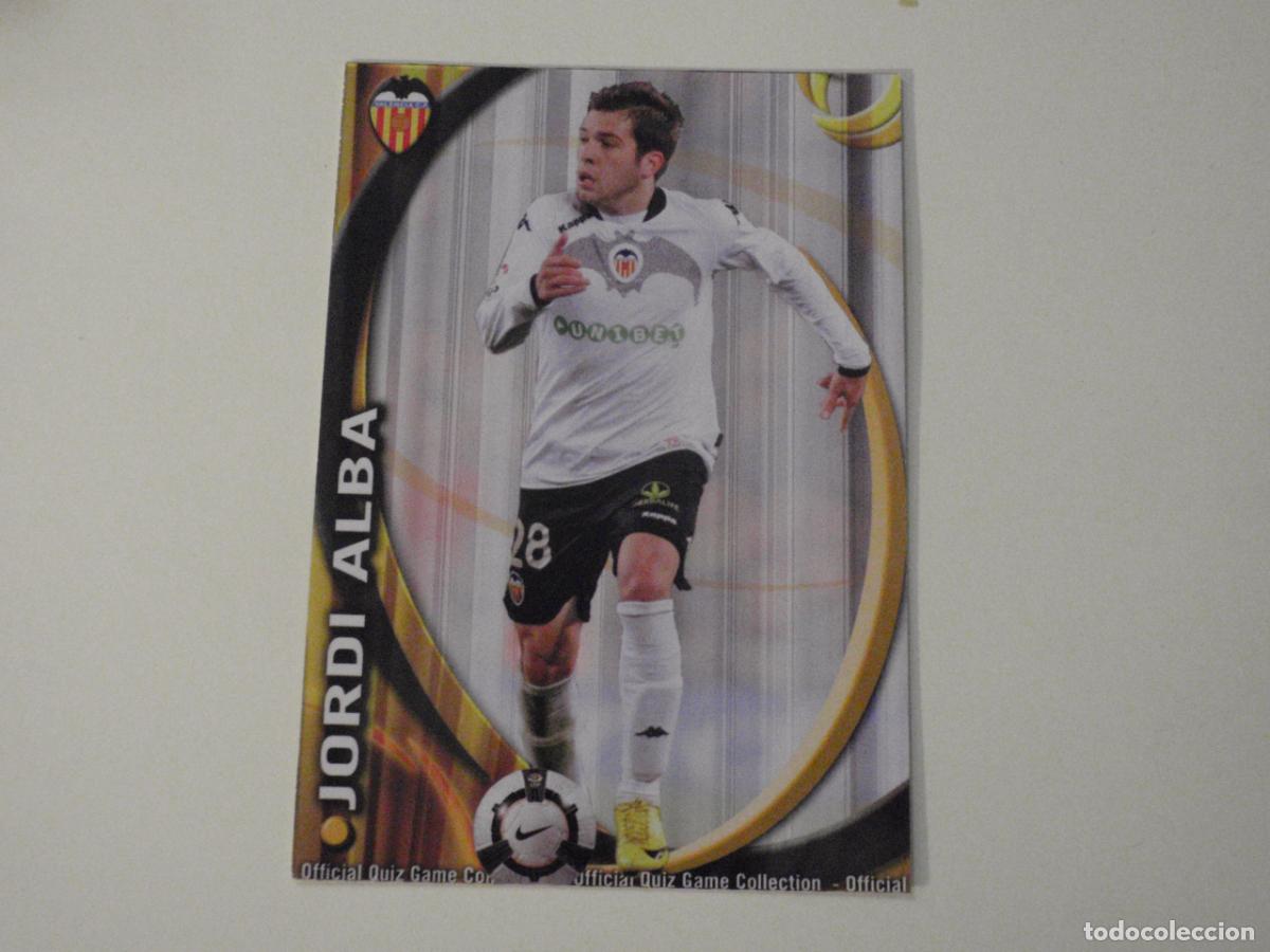 Cromos de f&uacute;tbol: 66 JORDI ALBA (Valencia) CORREGIDO. TRADING CARD OFFICIAL QUIZ GAME COLLECTION 2010 2011 MUNDICROMO