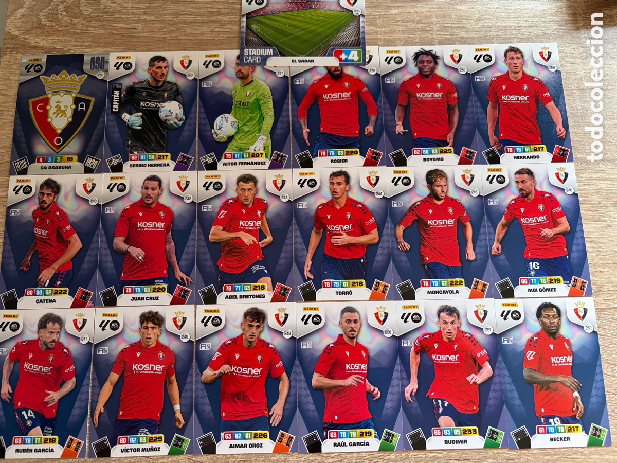 Cromos de f&uacute;tbol: CA OSASUNA LOTE COMPLETO B&Aacute;SICO ADRENALYN XL 2025 2026 25 26 PANINI
