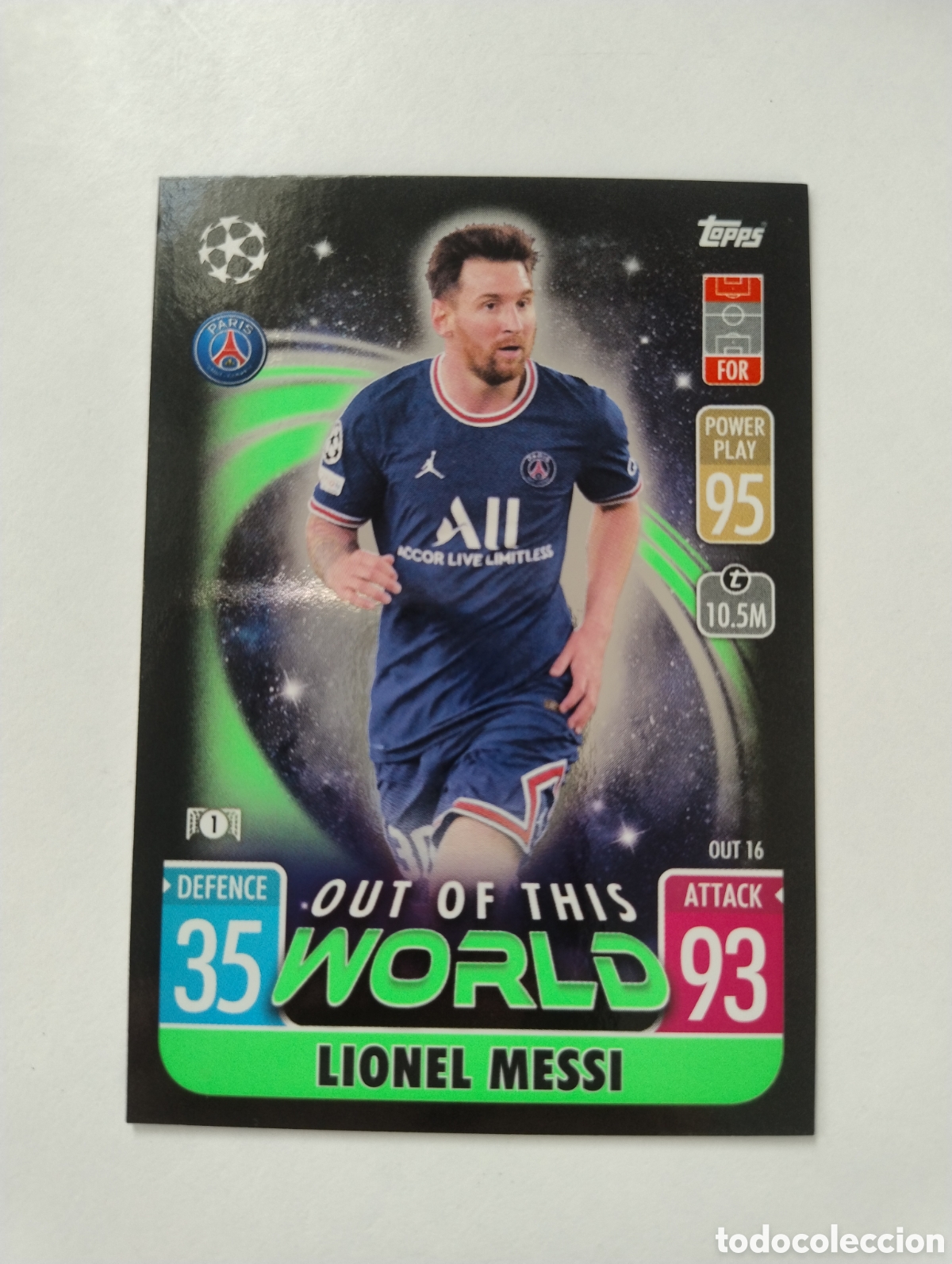 Cromos de f&uacute;tbol: OUT 16 - Messi - PSG - Topps Match Attax Extra 2021 - 2022 Out of this World