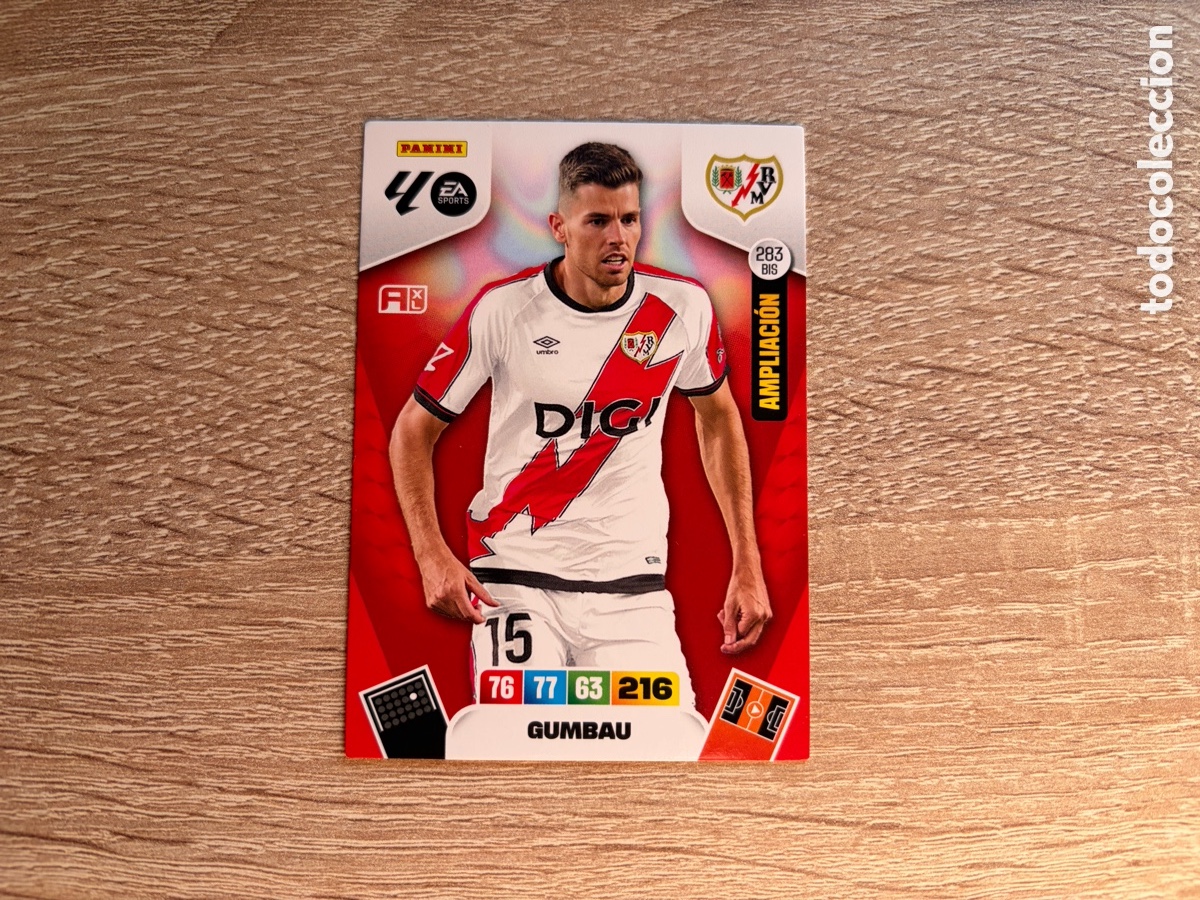 Cromos de f&uacute;tbol: 283 BIS GUMBAU PANINI ADRENALYN XL LALIGA EA SPORTS 2025 2026 25 26 AMPLIACI&Oacute;N RAYO VALLECANO