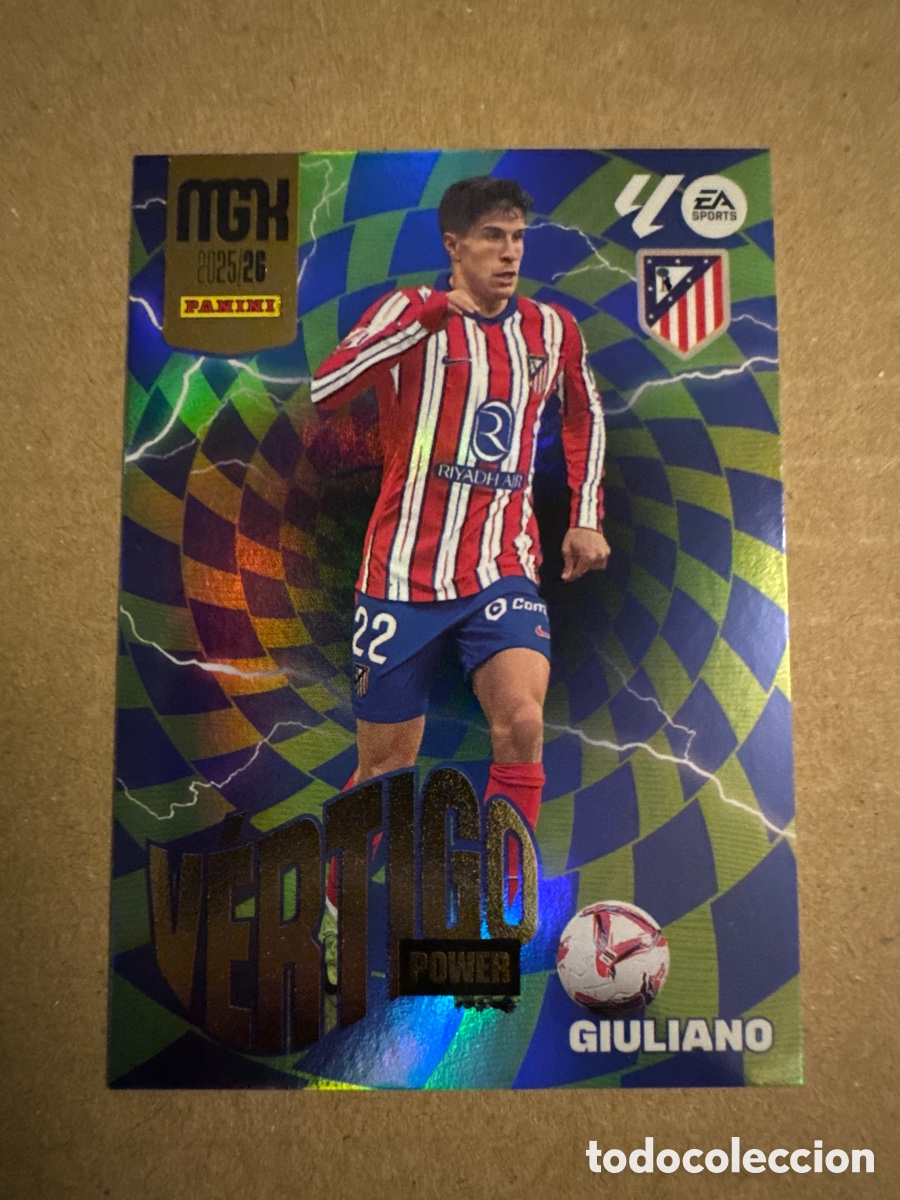 Cromos de f&uacute;tbol: # P383 383 Giuliano Simeone Atl&eacute;tico de Madrid V&eacute;rtigo Power Megacracks 25 26 2025 2026 MGK