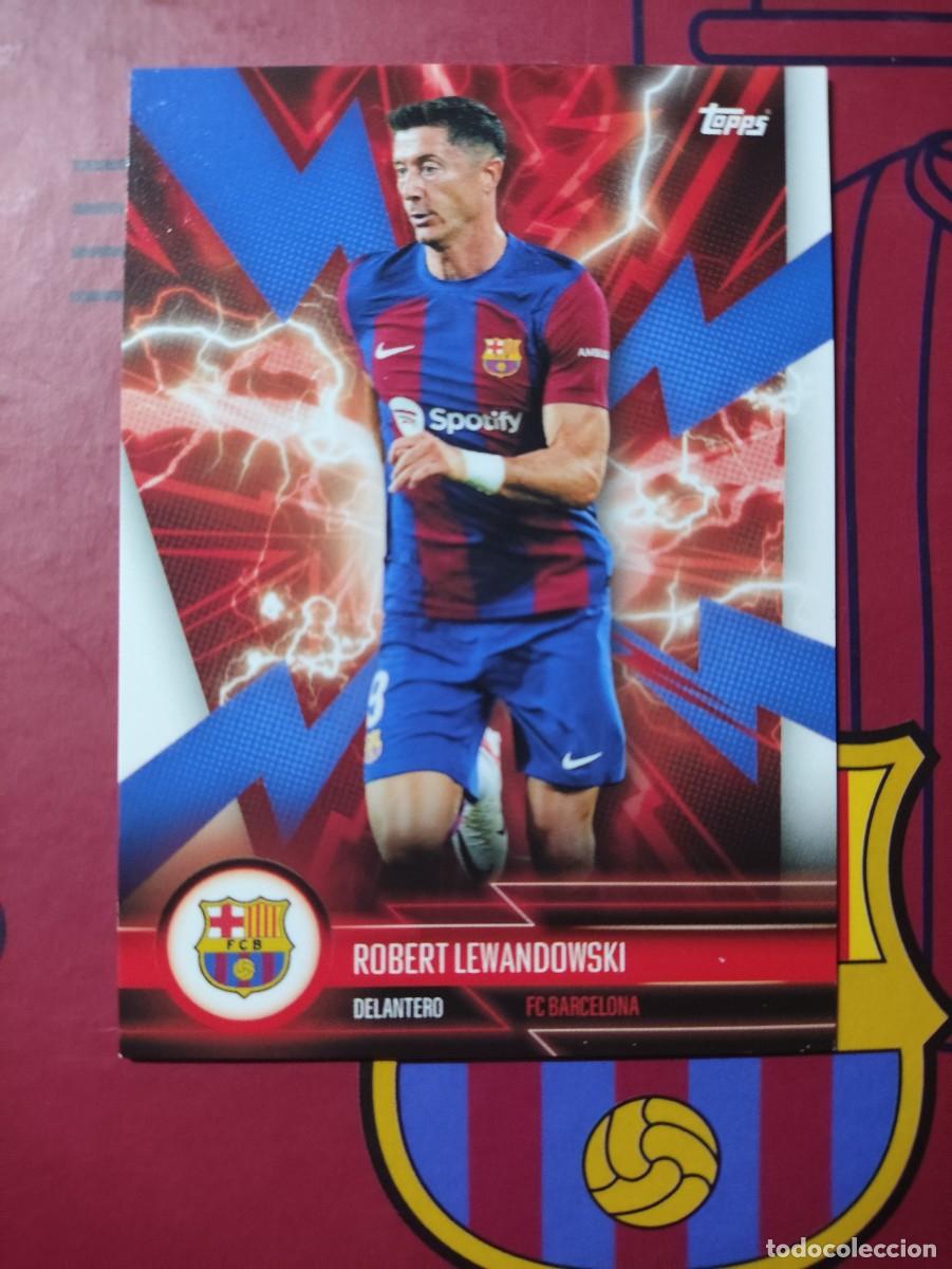 Cartes &agrave; collectionner de Football: BARE-4 LEWANDOWSKI BARCELONA ELECTRIC TEAM SET 2023 2024 TOPPS 23 24