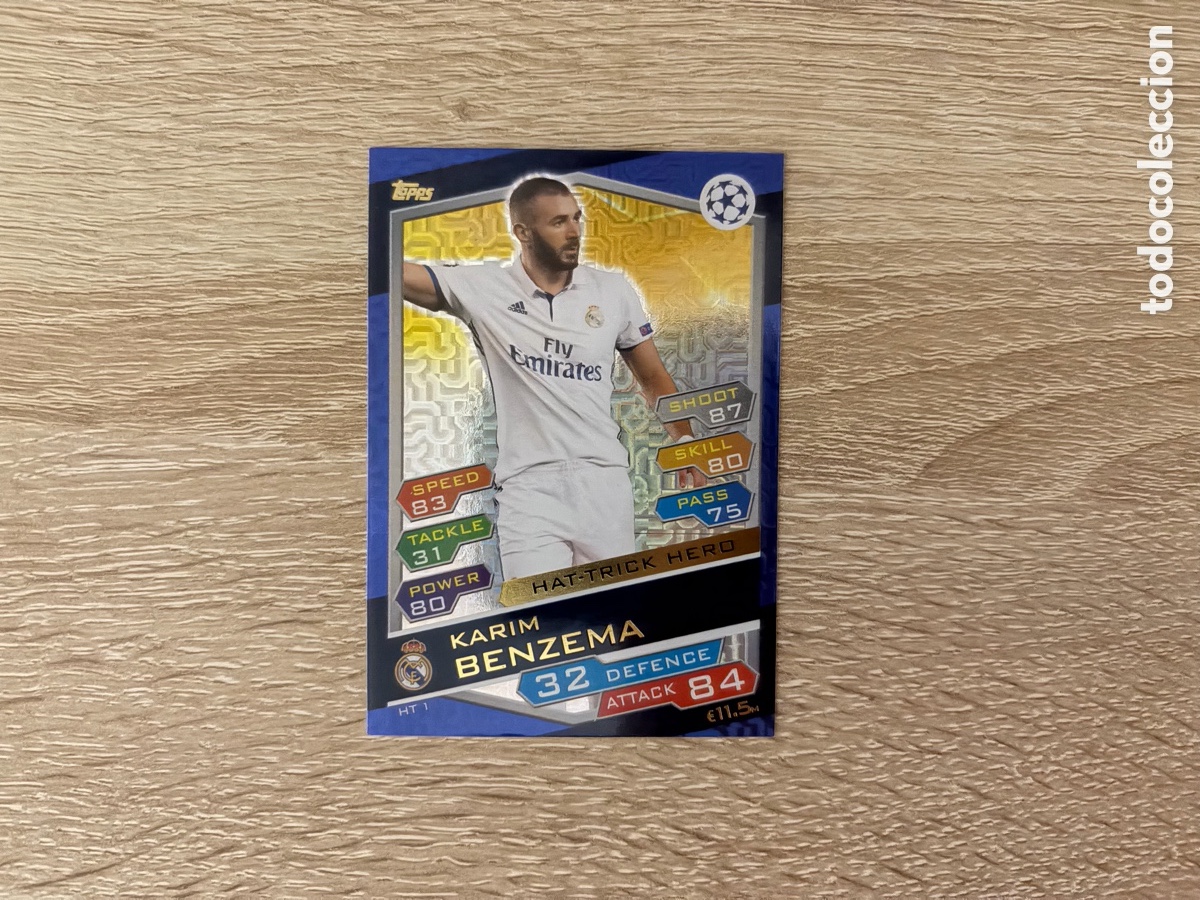 Cromos de f&uacute;tbol: KARIM BENZEMA HAT-TRICK HERO TOPPS MATCH ATTAX UEFA CHAMPIONS LEAGUE 2016 2017 16 17 REAL MADRID