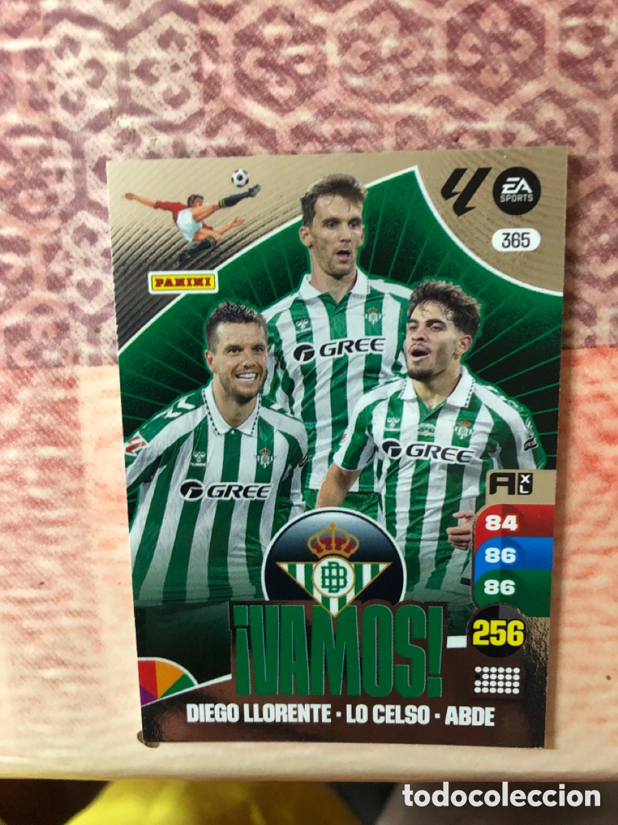 Cromos de f&uacute;tbol: 365 DIEGO LLORENTE - LO CELSO - ABDE VAMOS REAL BETIS FICHAS ALBUM ADRENALYN XL 2024 2025 24 25