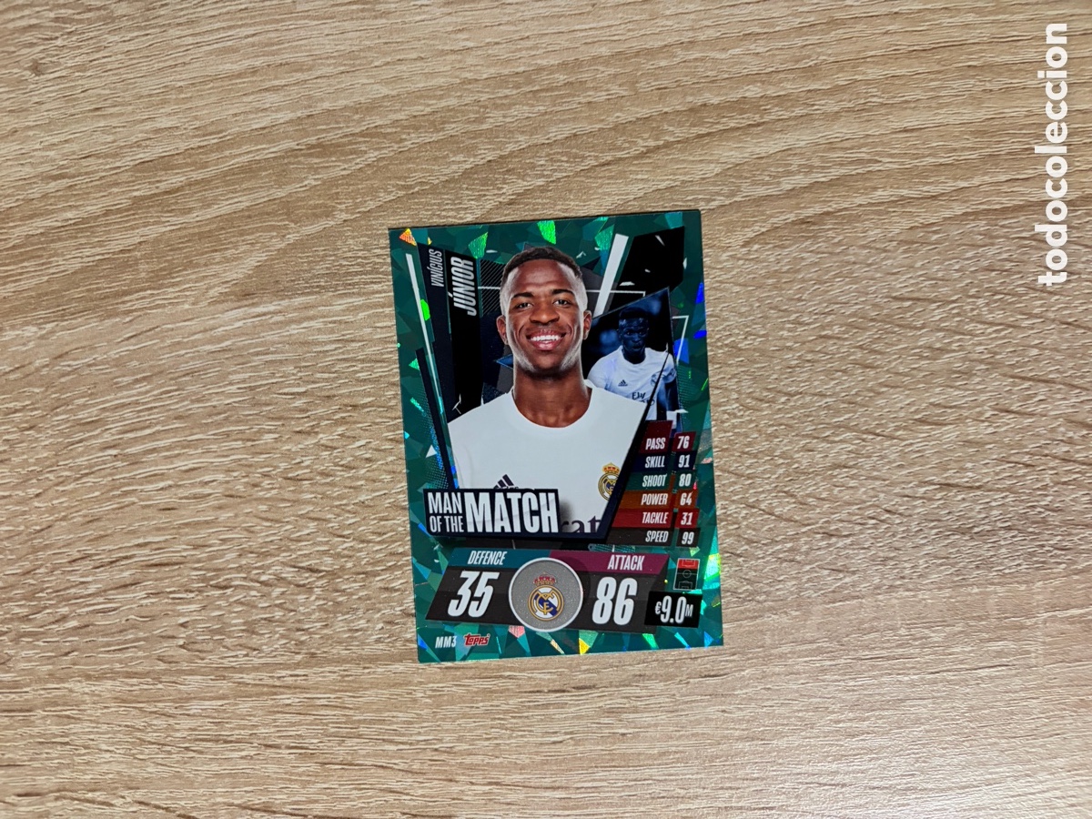 Cromos de f&uacute;tbol: MM3 VIN&Iacute;CIUS MAN OF THE MATCH TOPPS MATCH ATTAX UEFA CHAMPIONS LEAGUE 2021 2022 21 22 REAL MADRID