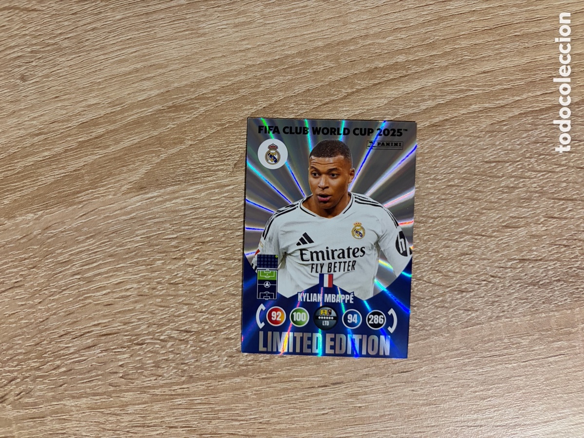 Cromos de f&uacute;tbol: KYLIAN MBAPP&Eacute; 286 LIMITED EDITION PANINI ADRENALYN XL FIFA CLUB WORLD CUP 2025 25 REAL MADRID