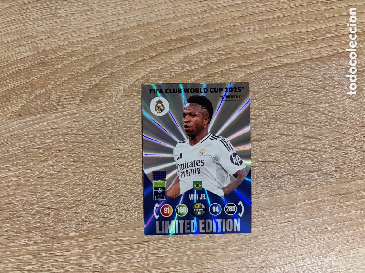 Cromos de f&uacute;tbol: VINI JR. 285 LIMITED EDITION PANINI ADRENALYN XL FIFA CLUB WORLD CUP 2025 25 REAL MADRID