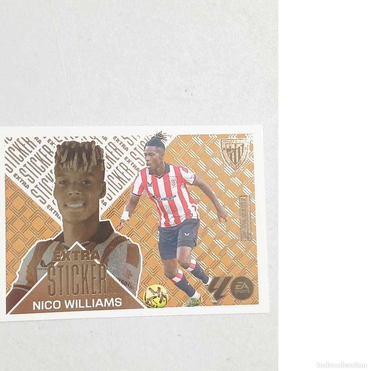 Cromos de f&uacute;tbol: Extra sticker Nico Williams bronce Liga Este 26 27