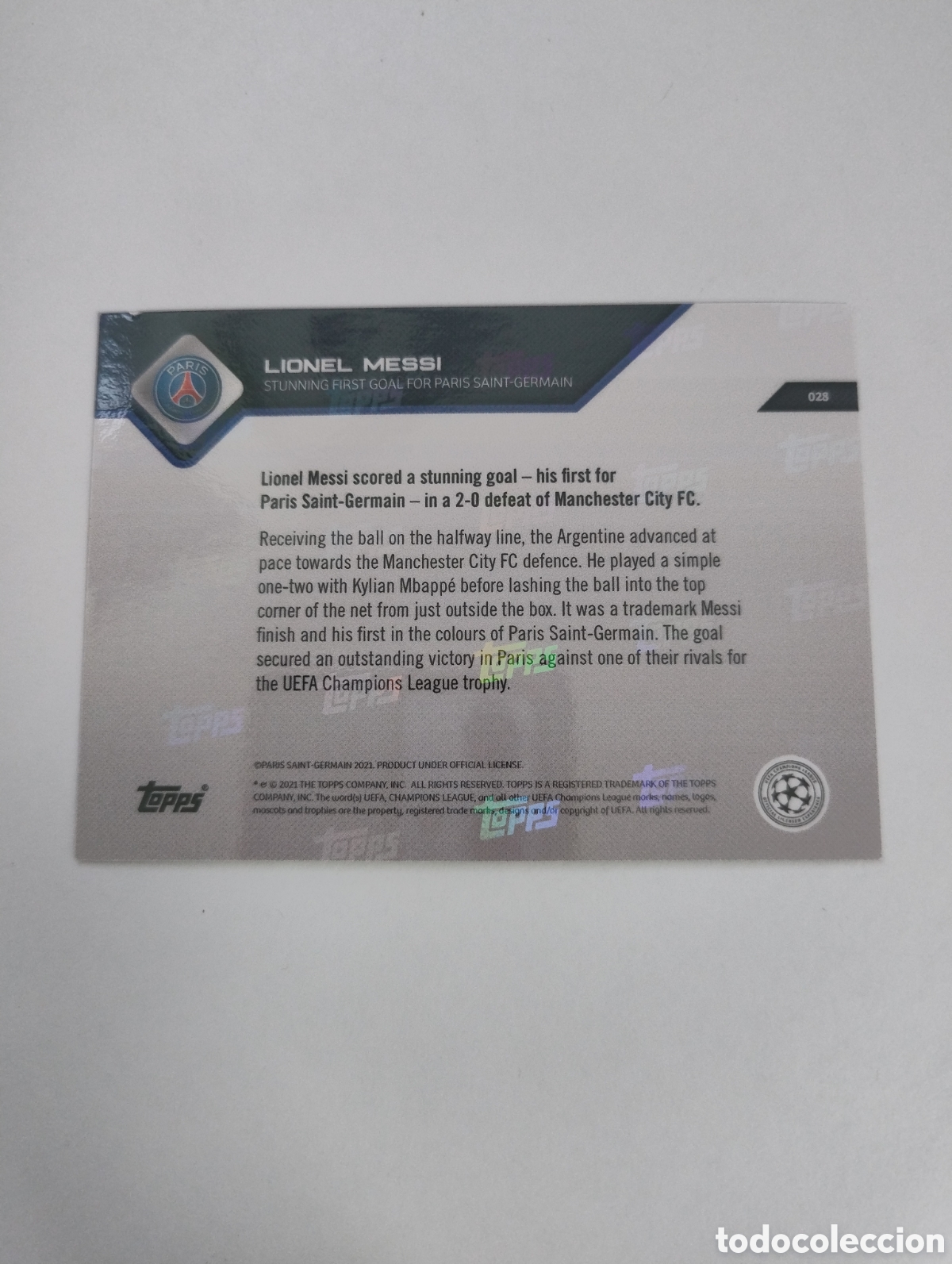 Cromos de f&uacute;tbol: 28 - Messi - PSG - Topps Now 2021 - Foto 2