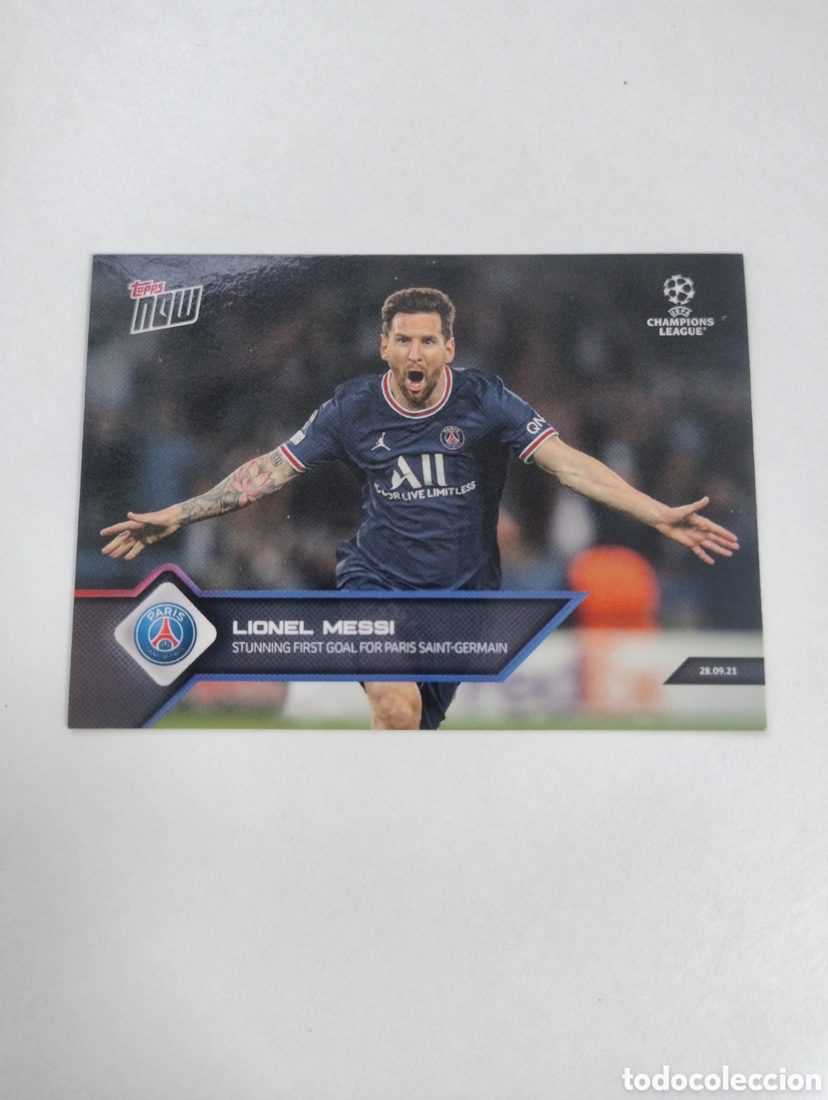 Cromos de f&uacute;tbol: 28 - Messi - PSG - Topps Now 2021