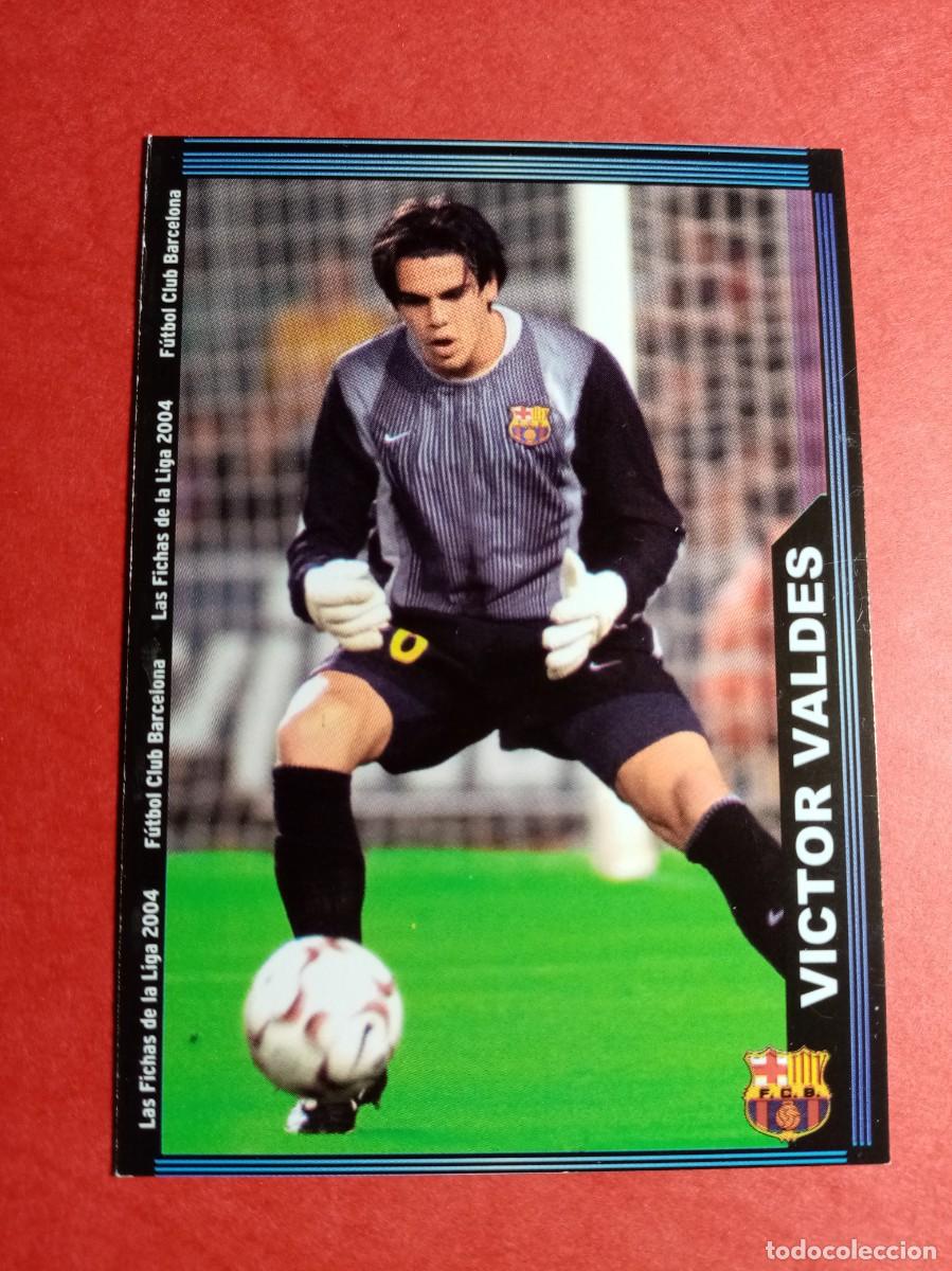 Cromos de f&uacute;tbol: n&ordm; 140 VICTOR VALDES F.C. BARCELONA, fichas de la liga 2003 2004 03 04 mundicromo