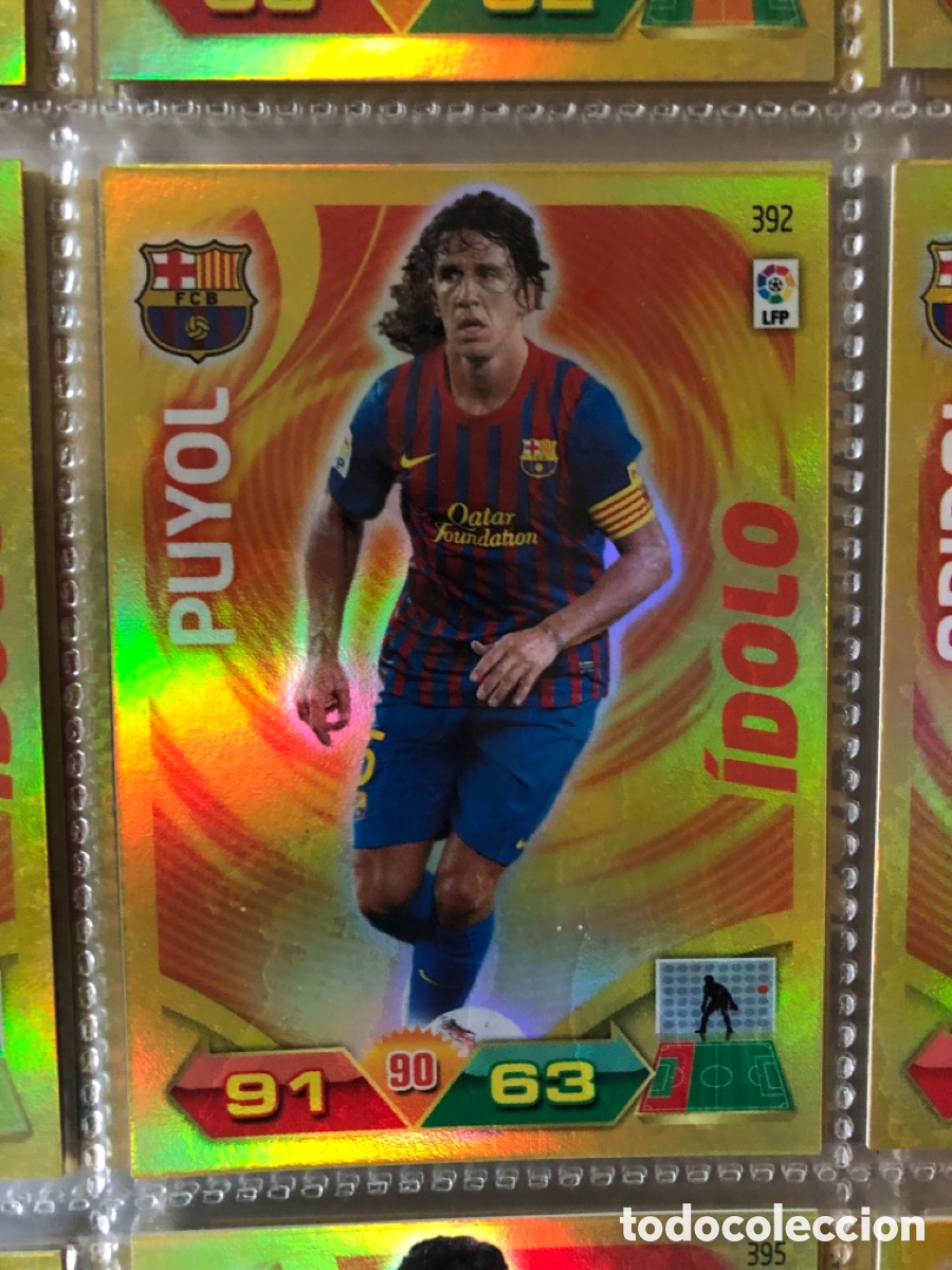 Cromos de f&uacute;tbol: 392 Puyol, FC Barcelona, &Iacute;dolo, Panini Adrenalyn XL 2011 2012 11 12