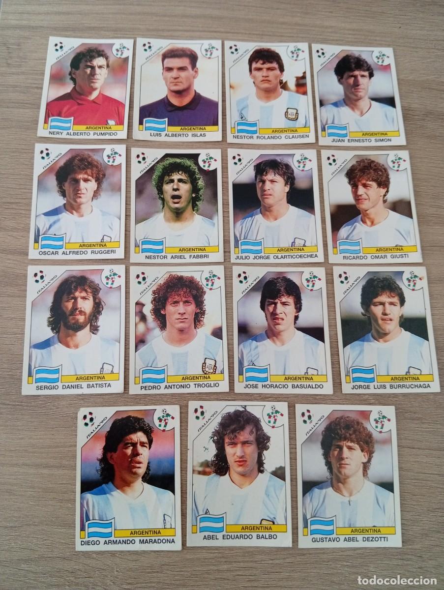 Cromos de f&uacute;tbol: LOTE ARGENTINA CON MARADONA PANINI MUNDIAL ITALIA 90 ITALIA 1990 SIN PEGAR NUNCA PEGADO