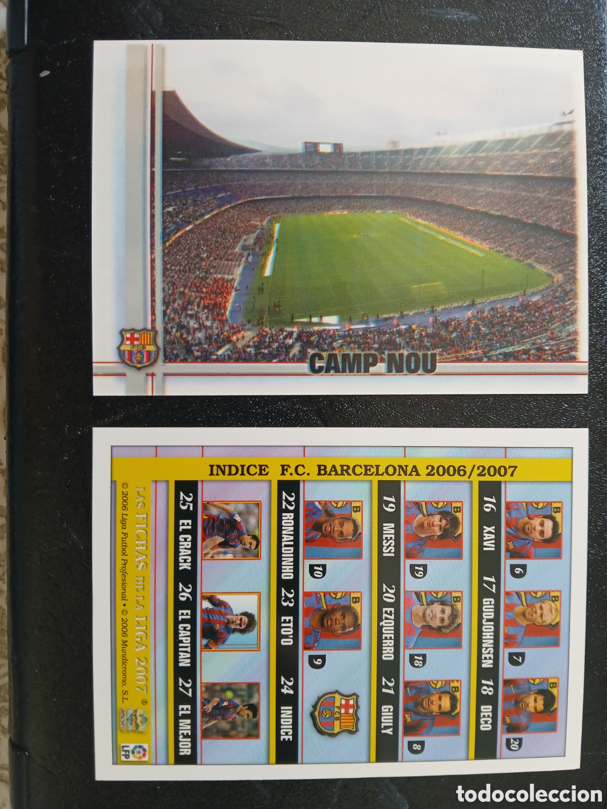 Cromos de f&uacute;tbol: 2006 2007 06 07 INDICE CHECKLIST FC BARCELONA MESSI MUNDICROMO FICHAS LIGA CAMP NOU E IMNO ESCRITO