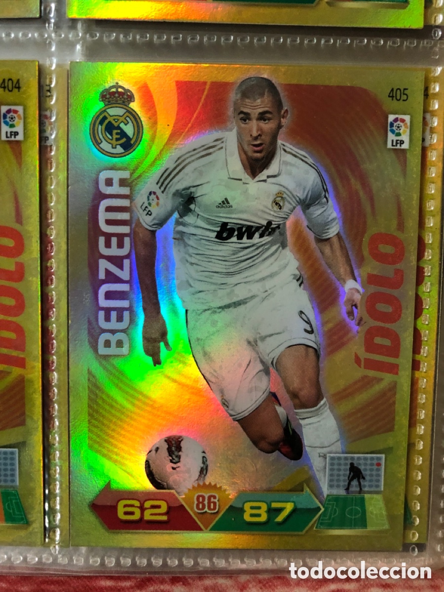 Cromos de f&uacute;tbol: Benzema &Iacute;dolo N&ordm; 405 Real Madrid La Liga BBVA Adrenalyn XL 2011 2012 Panini 11 12