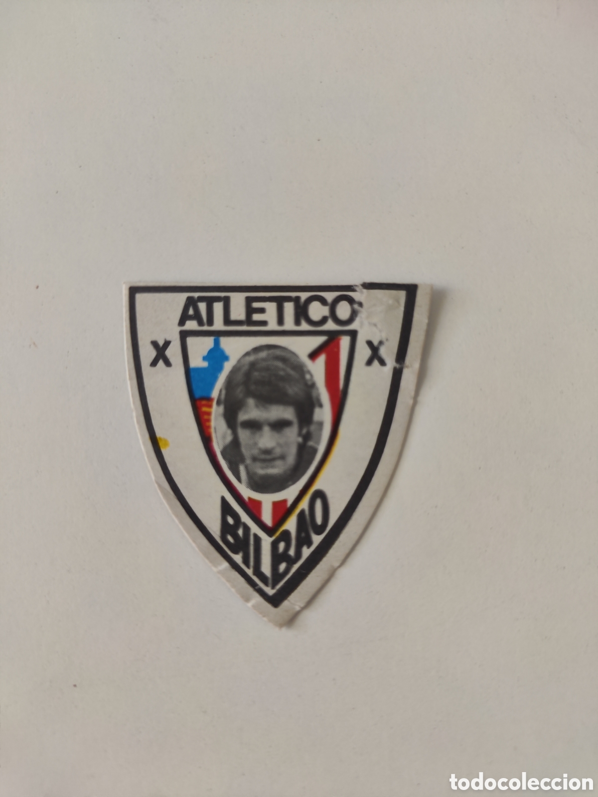 Figurine di Calcio: Cromo troquelado escudo y cara 80 81 Athletic Bilbao Rojo I esquina rota