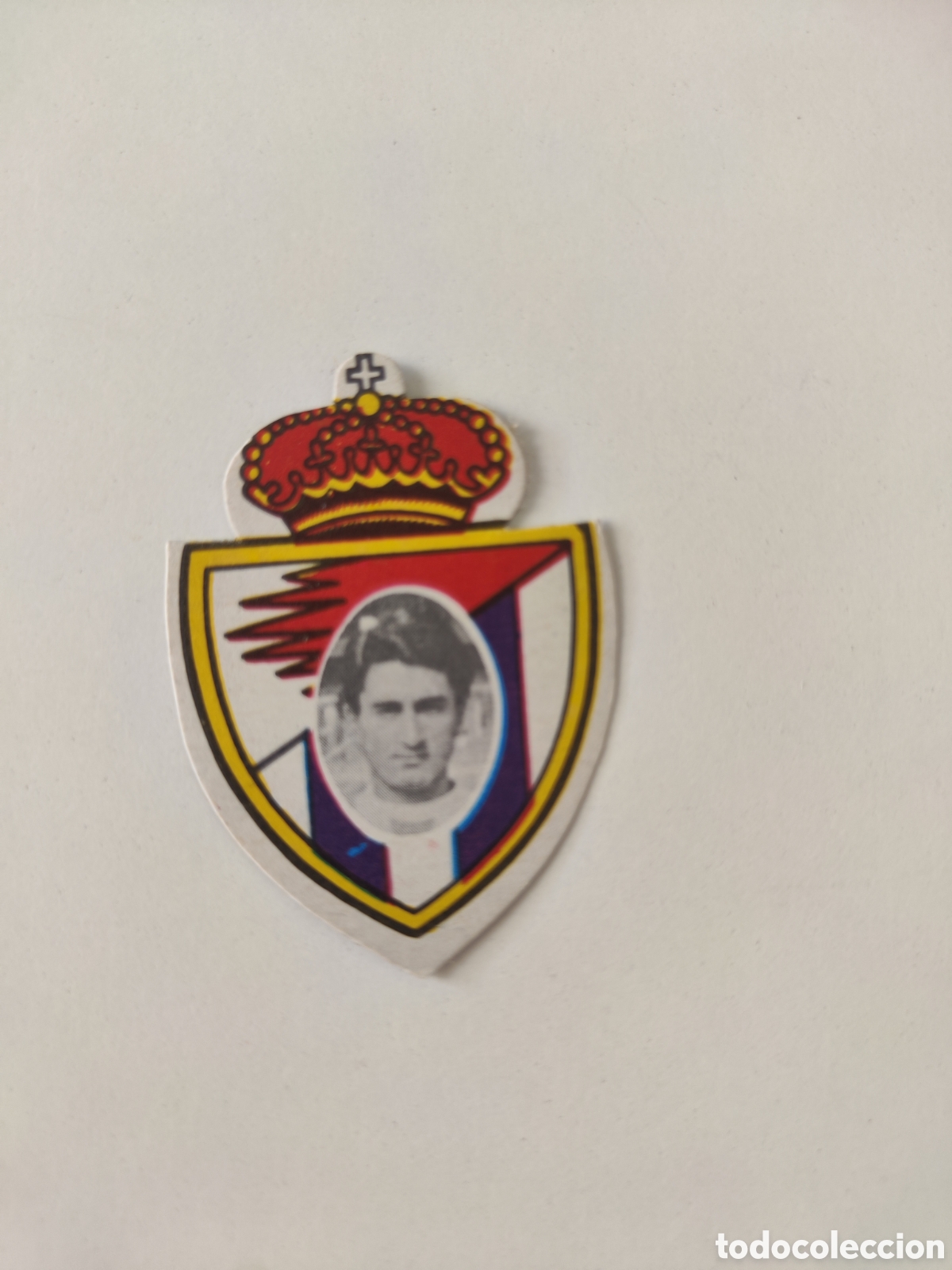 Football Stickers: Cromo troquelado escudo y cara 80 81 Real Valladolid Conde