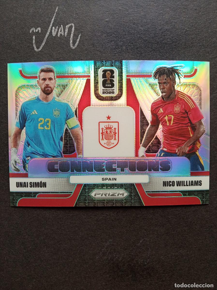 Cartes &agrave; collectionner de Football: 9 CONNECTIONS SILVER NICO WILLIAMS & UNAI SIMON ESPA&Ntilde;A ATHLETIC ⚽ PANINI &reg; PRIZM FIFA WORLD CUP 2026