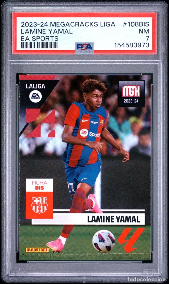 Figurine di Calcio: Rookie Lamine Yamal #108BIS FC Barcelona Panini Megacracks 2023 24 PSA 7