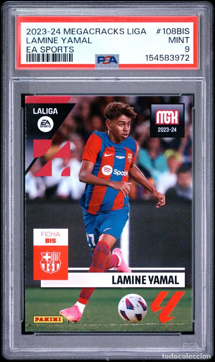 Cromos de f&uacute;tbol: Rookie Lamine Yamal #108BIS FC Barcelona Panini Megacracks 2023 24 PSA 9