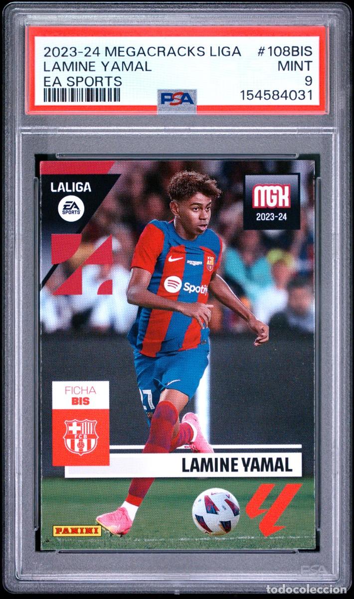 Cromos de f&uacute;tbol: Rookie Lamine Yamal #108BIS FC Barcelona Panini Megacracks 2023 24 PSA 9