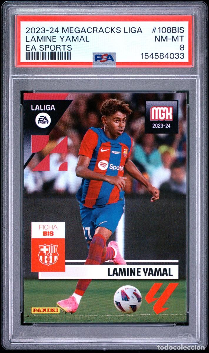 Cromos de f&uacute;tbol: Rookie Lamine Yamal #108BIS FC Barcelona Panini Megacracks 2023 24 PSA 8