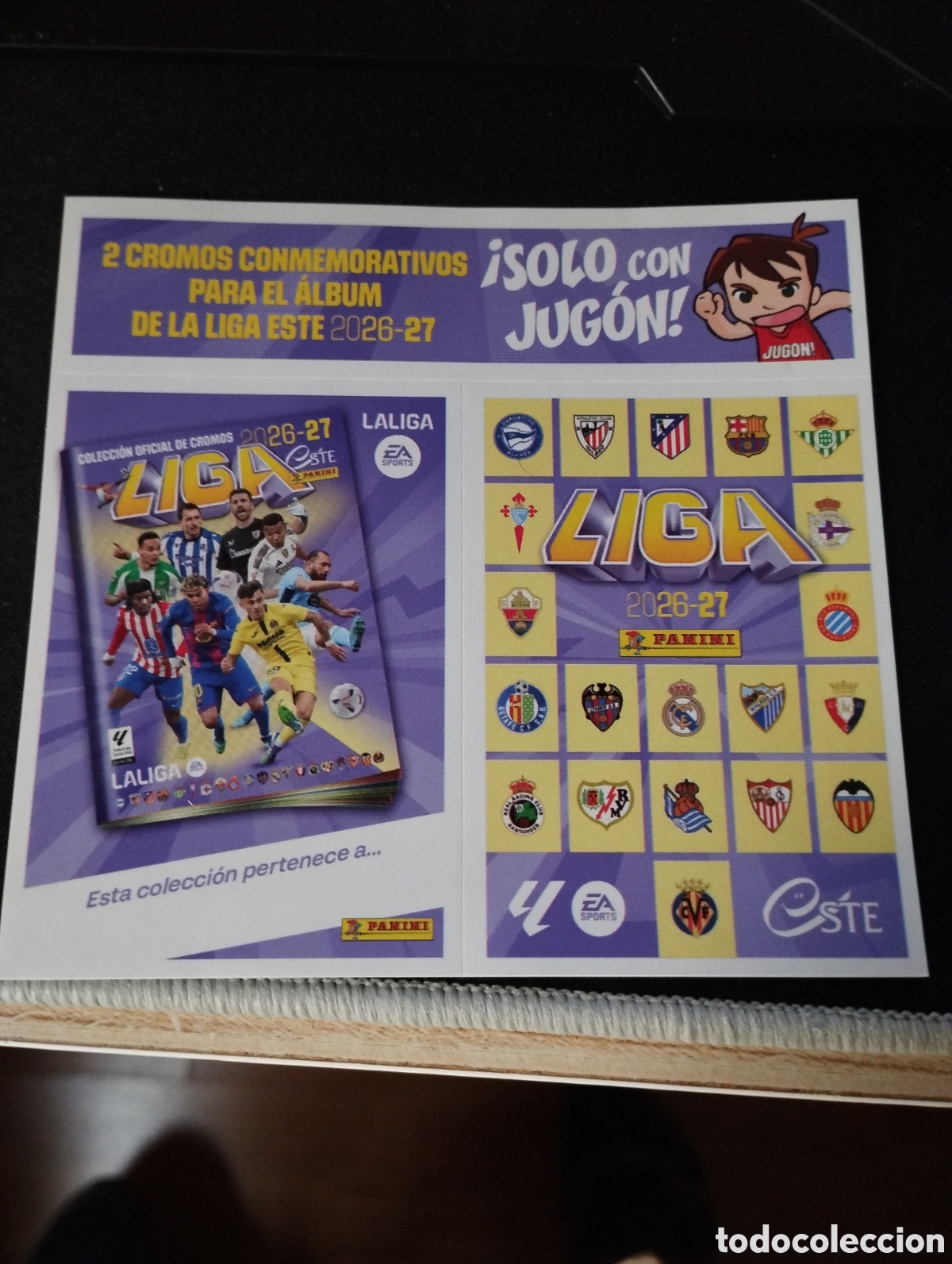 Cromos de f&uacute;tbol: CROMO LAMINA 2 CROMOS CONMEMORATIVOS LIGA ESTE 2026 2027 26 27