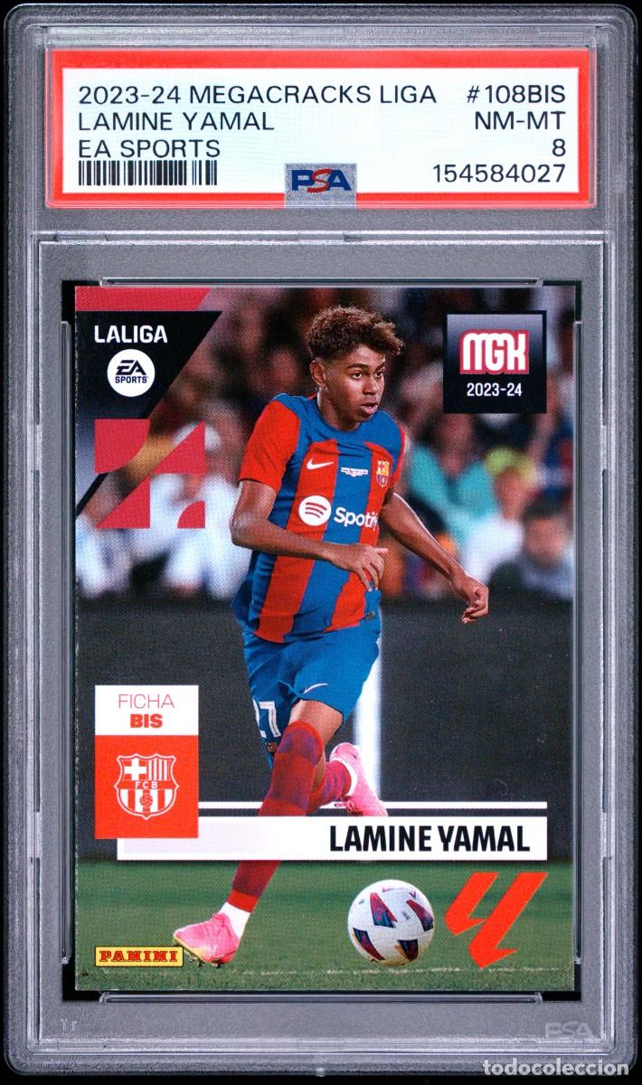 Cromos de f&uacute;tbol: Rookie Lamine Yamal #108BIS FC Barcelona Panini Megacracks 2023 24 PSA 8
