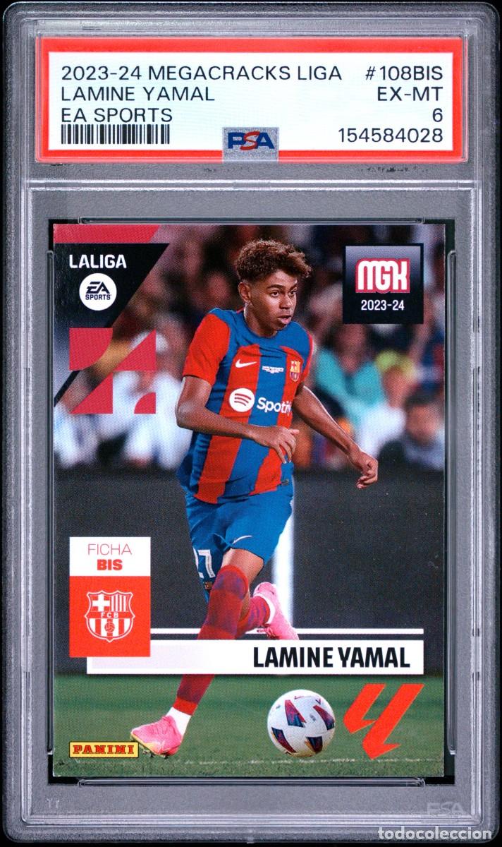 Cromos de f&uacute;tbol: Rookie Lamine Yamal #108BIS FC Barcelona Panini Megacracks 2023 24 PSA 6
