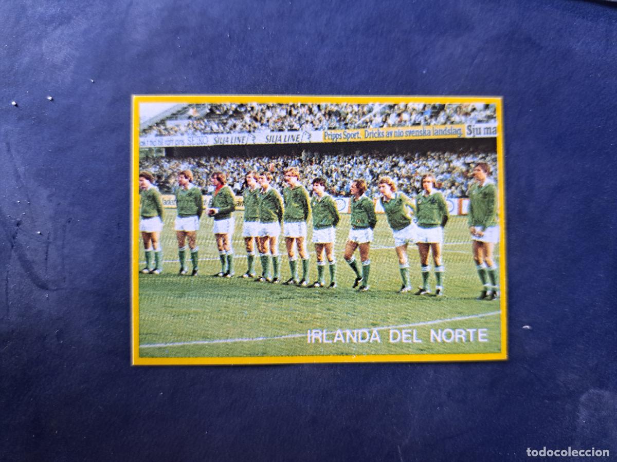 Cromos de f&uacute;tbol: FUTBOL EN ACCION DANONE MUNDIAL 82 N&ordm; 53 ALINEACION IRLANDA DEL NORTE SIN PEGAR