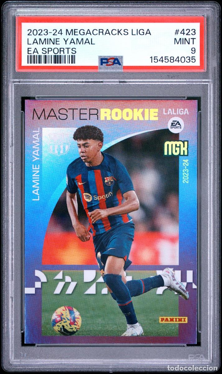 Fu&szlig;ball-Sticker: Master Rookie Lamine Yamal #423 FC Barcelona Panini Megacracks 2023 2024 PSA 9