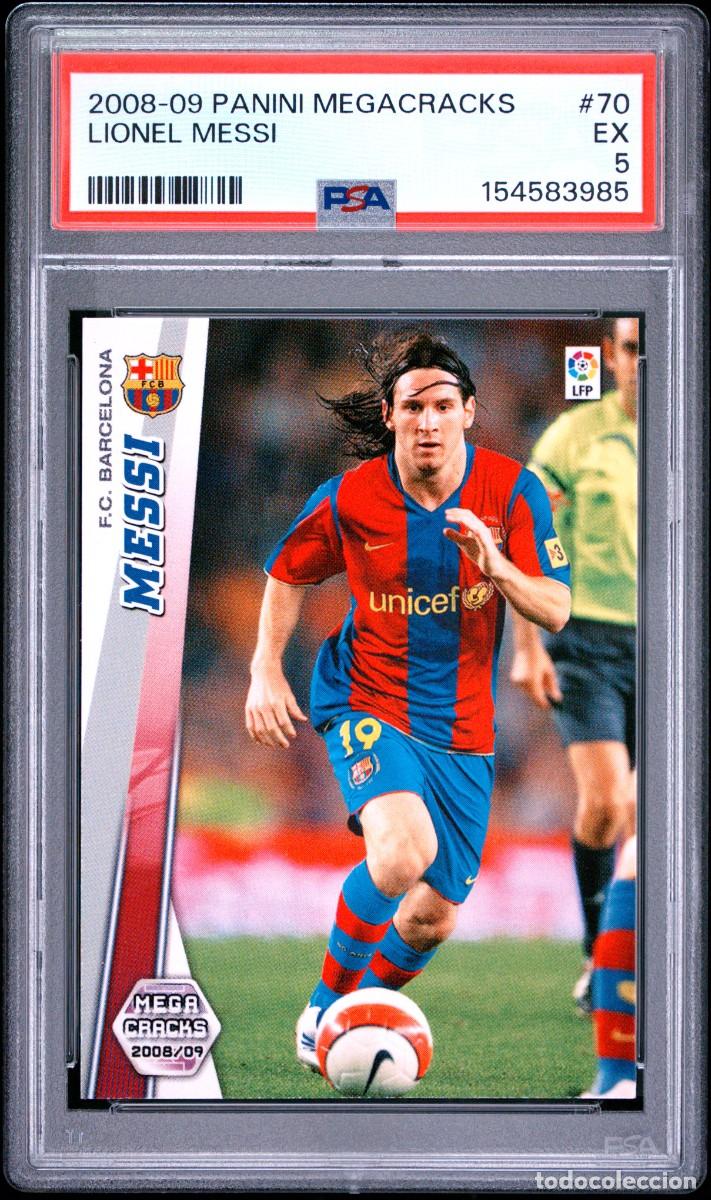 Cromos de f&uacute;tbol: Lionel Messi #70 FC Barcelona Panini Megacracks 2008 09 PSA 5