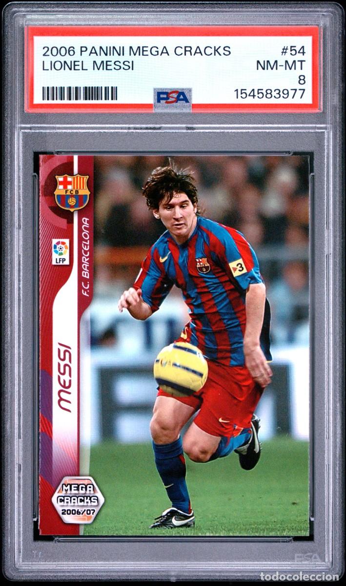 Cromos de f&uacute;tbol: Messi #54 FC Barcelona Panini Megacracks 2006 07 PSA 8