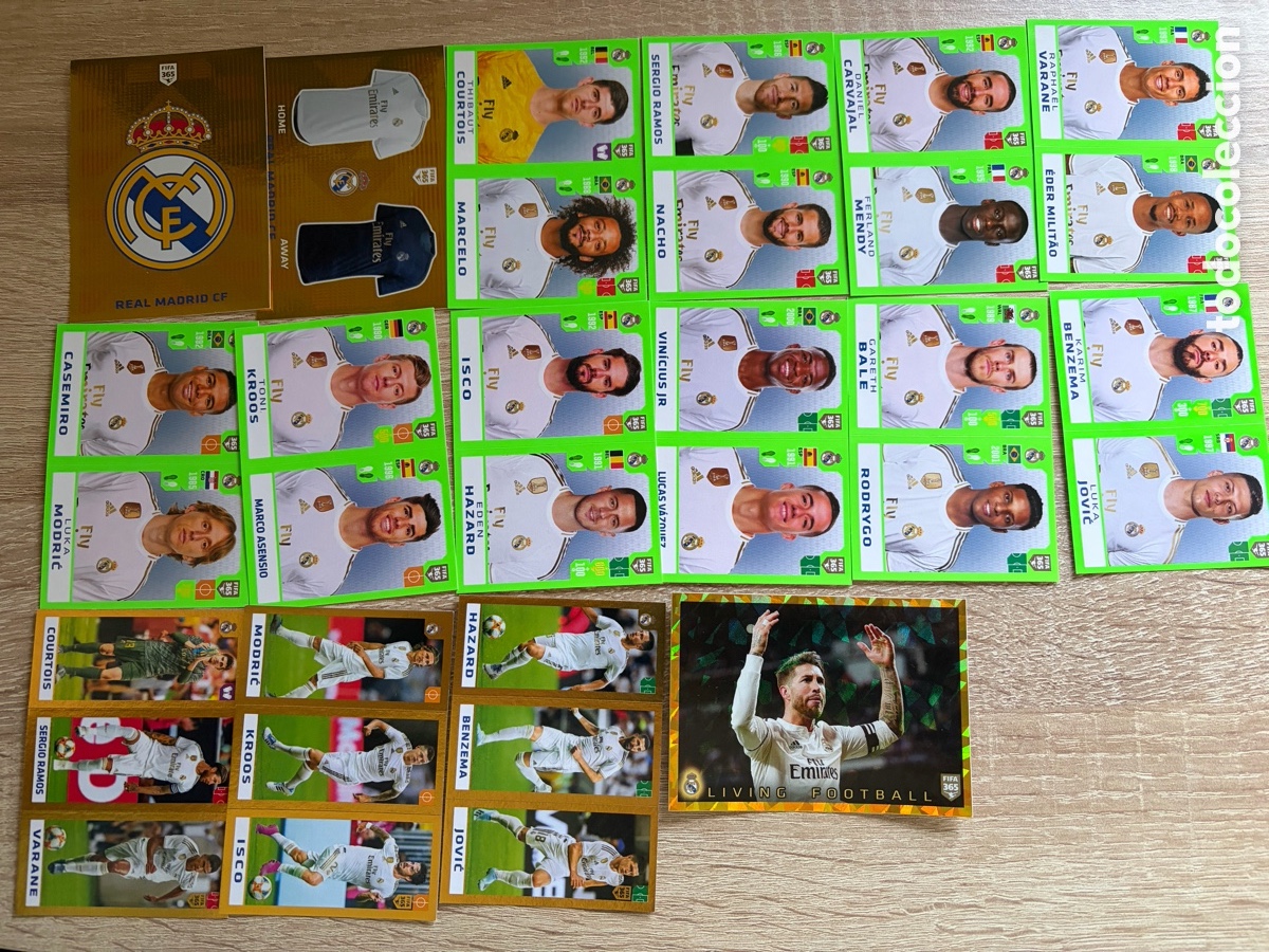 Cromos de f&uacute;tbol: LOTE COMPLETO SET COMPLETO STICKERS REAL MADRID CF FIFA 365 2020 PANINI CROMOS