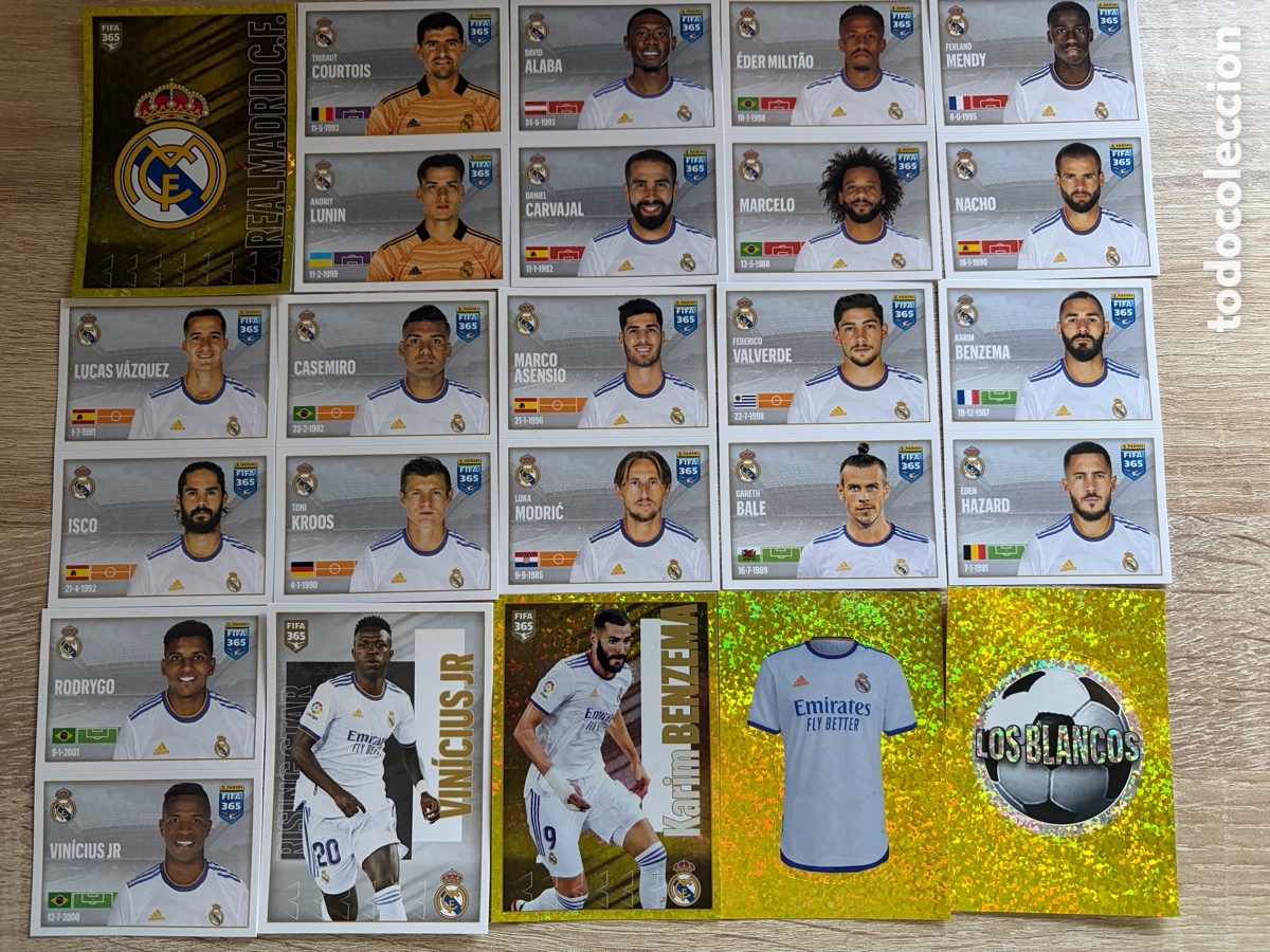 Cromos de f&uacute;tbol: LOTE COMPLETO CROMOS REAL MADRID CF FIFA 365 2022 PANINI STICKERS