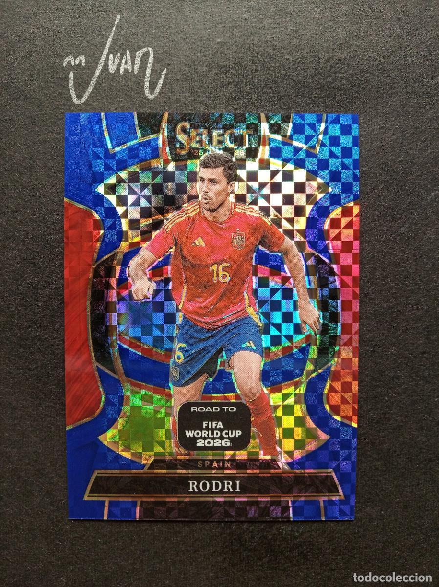 Cromos de f&uacute;tbol: N&ordm; 69 BLUE CHECKER PRIZM RODRI ESPA&Ntilde;A FC BARCELONA ⚽ PANINI &reg; SELECT ROAD TO FIFA WORLD CUP 2026 26