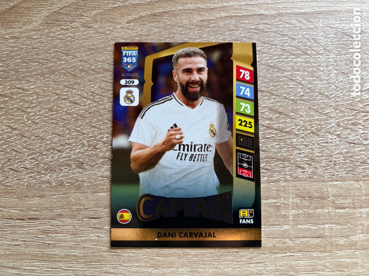 Cromos de f&uacute;tbol: 309 DANI CARVAJAL CAPTAIN FANS PANINI ADRENALYN XL FIFA 365 2025 25 REAL MADRID