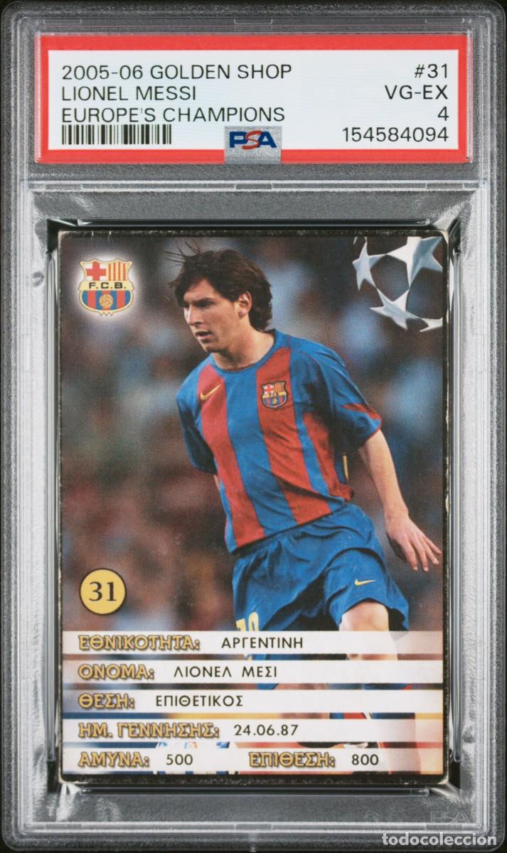 Cromos de f&uacute;tbol: Lionel Messi #31 FC Barcelona Rookie RC Champions Golden Shop 2005 06 PSA 4 Rara