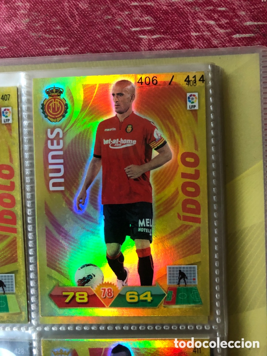 Cromos de f&uacute;tbol: 408 Nunes, RCD Mallorca, &Iacute;dolo, Panini Adrenalyn XL 2011 2012 11 12