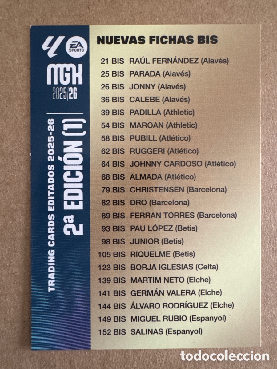 Football Stickers: # 1 &Iacute;ndice Checklist Nuevas Fichas BIS Segunda 2a Edici&oacute;n Megacracks 25 26 2025 2026 MGK Trading